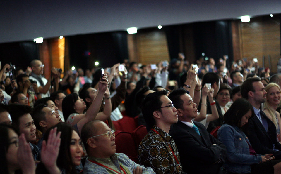 Rất đông các nhà báo trong khu vực Đông Nam Á đã dự lễ ra mắt thế hệ thứ hai của ZenFone. (Ảnh: Trung Hiền/Vietnam+)