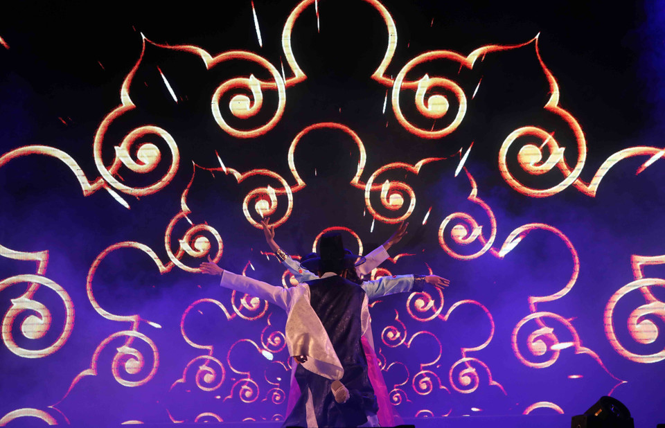 Các tiết mục nghệ thuật của nghệ sỹ Việt Nam tại chương trình giao lưu. (Ảnh: Nhật Anh/TTXVN)