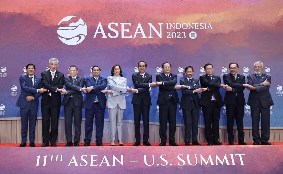 Thủ tướng Phạm Minh Chính và các Trưởng đoàn tham dự Hội nghị Cấp cao ASEAN-Hoa Kỳ lần thứ 11. (Ảnh: Dương Giang/TTXVN)