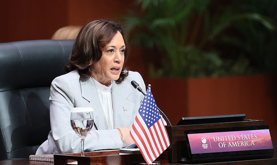 Phó Tổng thống Hoa Kỳ, Kamala Harris phát biểu tại Hội nghị Cấp cao ASEAN-Hoa Kỳ lần thứ 11. (Ảnh: Dương Giang/TTXVN)