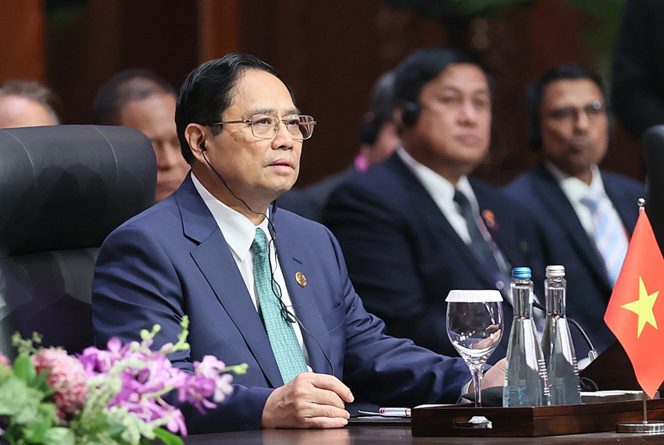 Thủ tướng Phạm Minh Chính phát biểu tại Hội nghị Cấp cao ASEAN-Hoa Kỳ lần thứ 11. (Ảnh: Dương Giang/TTXVN)