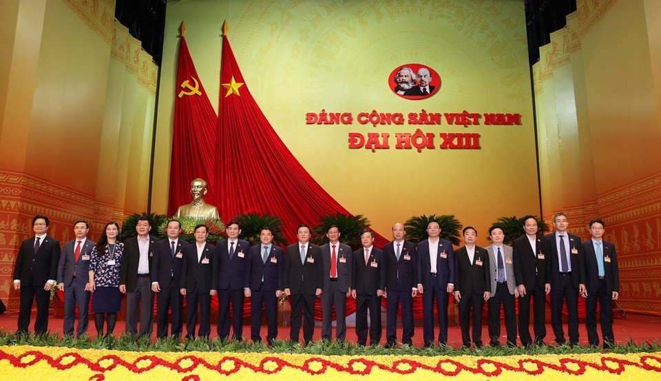 Đoàn đại biểu Đảng bộ Khối Doanh nghiệp Trung ương dự Đại hội. (Ảnh: TTXVN)