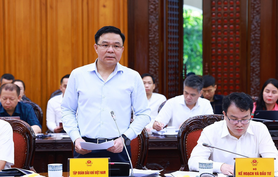 Chủ tịch Hội đồng thành viên Tập đoàn Dầu khí Việt Nam Lê Mạnh Hùng phát biểu. (Ảnh: Dương Giang/TTXVN)