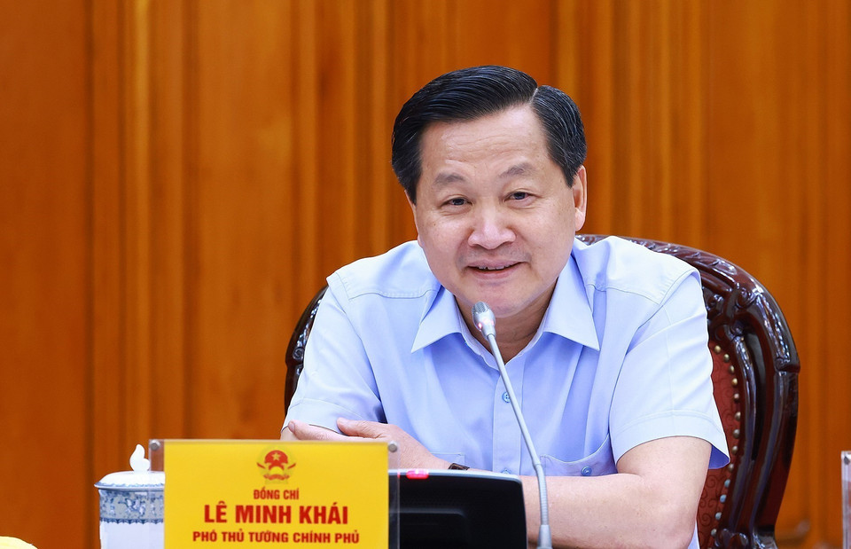 Phó Thủ tướng Lê Minh Khái phát biểu. (Ảnh: Dương Giang/TTXVN)