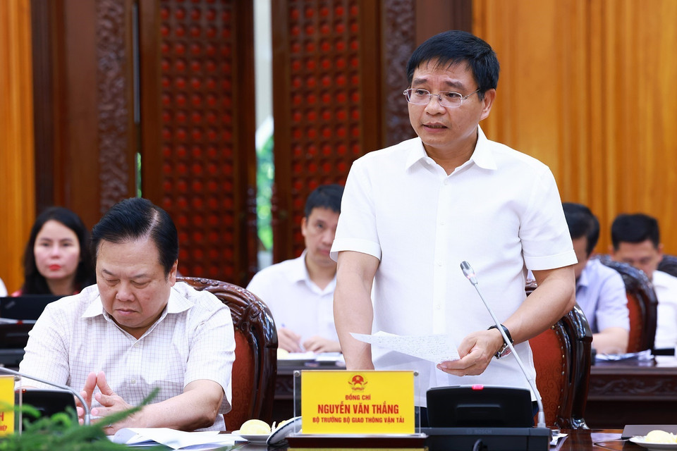 Bộ trưởng Bộ Giao thông vận tải Nguyễn Văn Thắng phát biểu. (Ảnh: Dương Giang/TTXVN)