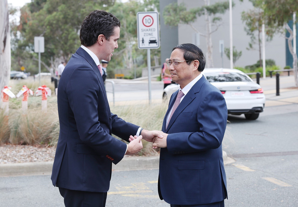 Thủ tướng Phạm Minh Chính đến thăm và làm việc với CSIRO. (Ảnh: Dương Giang/TTXVN)