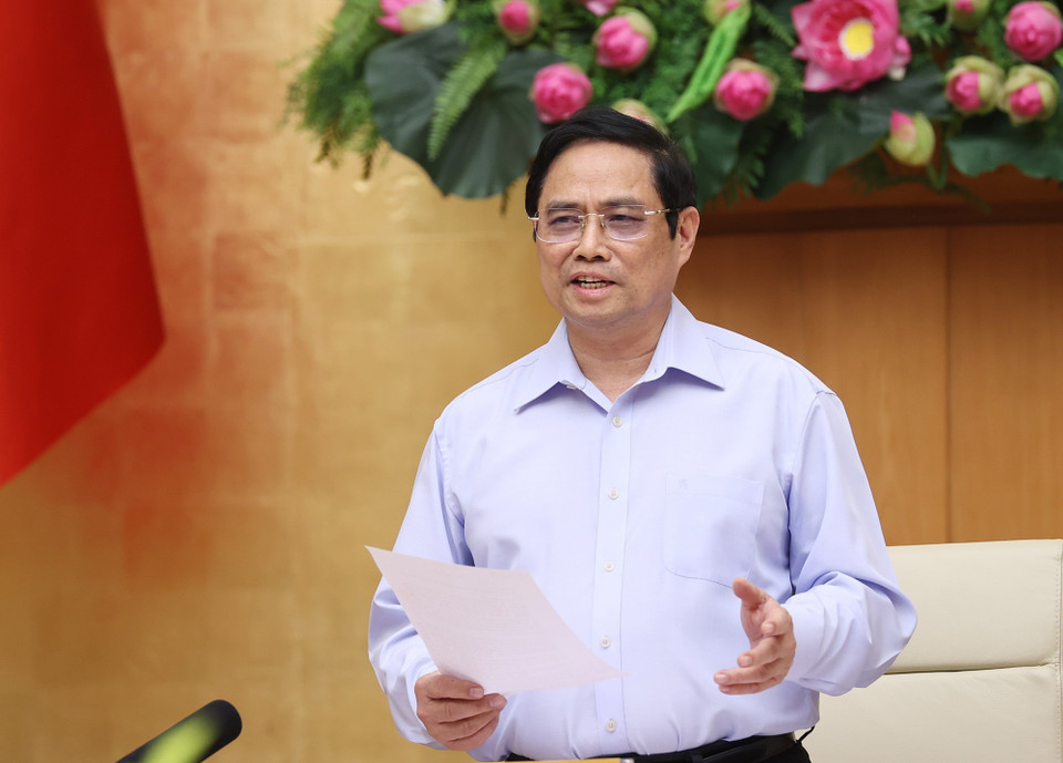 Chiều 5/9, Thủ tướng Chính phủ Phạm Minh Chính, Trưởng Ban Chỉ đạo Quốc gia phòng, chống dịch COVID-19 đã chủ trì họp trực tuyến toàn quốc Ban Chỉ đạo Quốc gia với các địa phương về công tác phòng, chống dịch COVID-19. (Ảnh: Dương Giang/TTXVN)