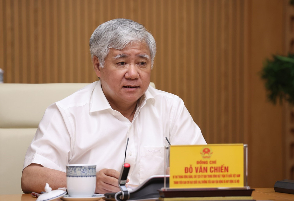 Chủ tịch Ủy ban Trung ương MTTQ Việt Nam Đỗ Văn Chiến phát biểu. (Ảnh: Dương Giang/TTXVN)