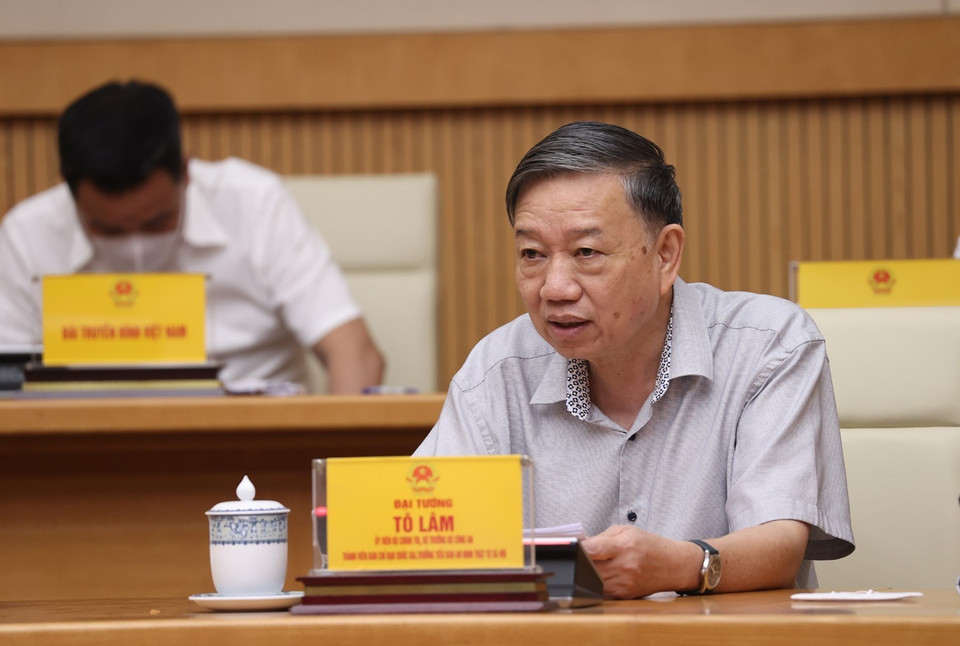 Bộ trưởng Bộ Công an Tô Lâm phát biểu. (Ảnh: Dương Giang/TTXVN)