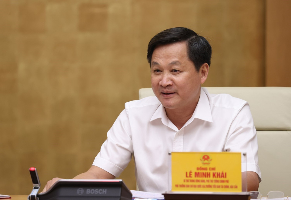 Phó Thủ tướng Lê Minh Khái phát biểu. (Ảnh: Dương Giang/TTXVN)