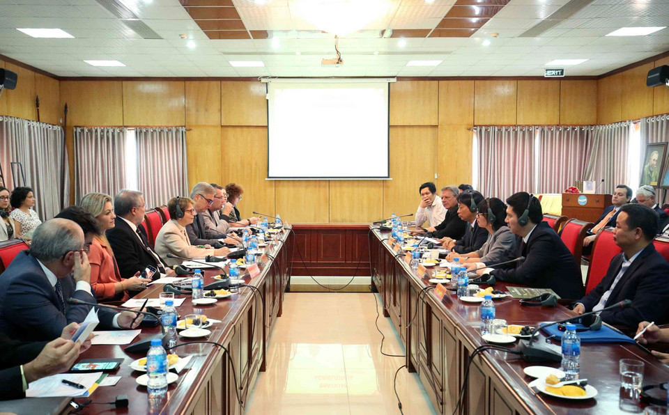 Brazil hiện là đối tác thương mại lớn nhất của Việt Nam ở khu vực Mỹ Latinh. Trong ảnh: Tọa đàm Doanh nghiệp Việt Nam-Brazil với chủ đề Tiềm năng và Cơ hội, ngày 17/5/2019, tại Hà Nội. (Ảnh: Văn Điệp/TTXVN)