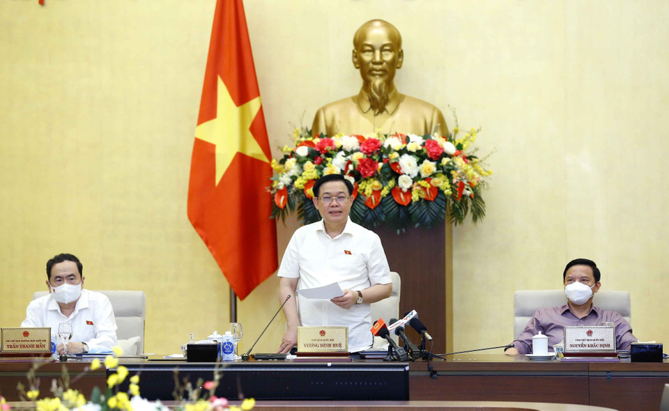 Chủ tịch Quốc hội Vương Đình Huệ phát biểu. (Ảnh: Doãn Tấn/TTXVN)