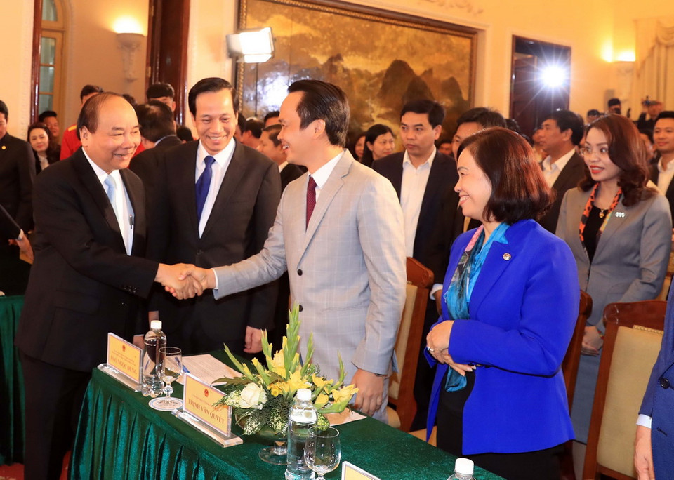 Thủ tướng Nguyễn Xuân Phúc và các đại biểu. (Ảnh: Thống Nhất/TTXVN)