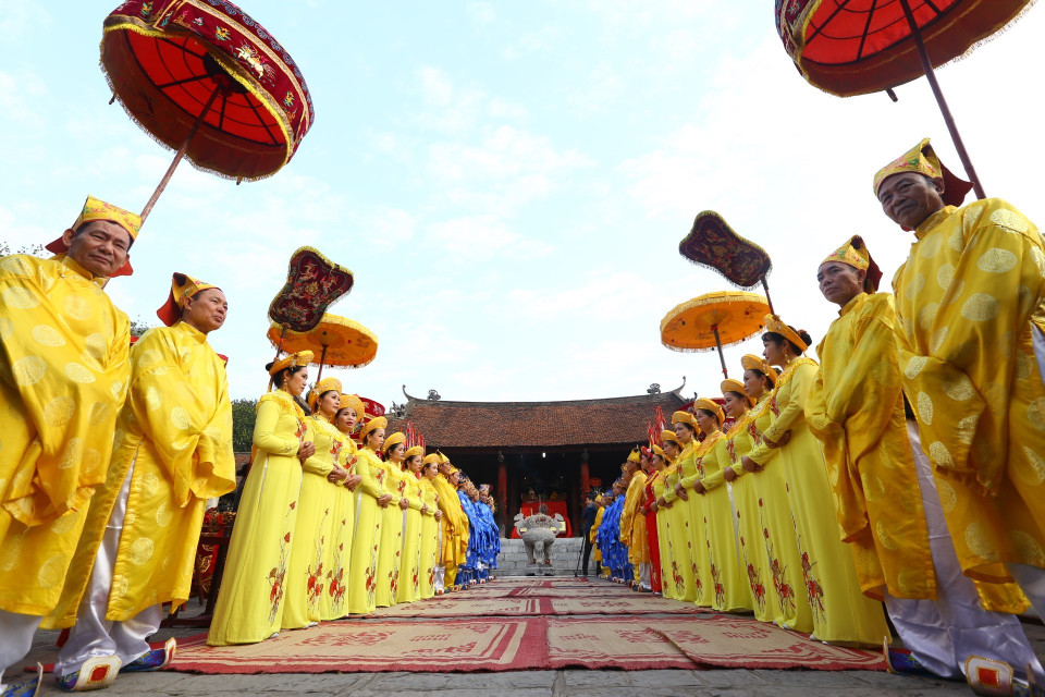 Nghi thức tế lễ tại Lễ hội Cổ Loa 2020. (Ảnh: Minh Quyết/TTXVN)