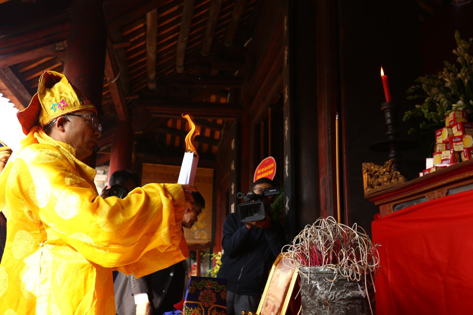 Nghi thức tế lễ tại Lễ hội Cổ Loa 2020. (Ảnh: Minh Quyết/TTXVN)