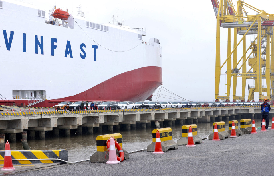 Những mẫu xe ôtô điện Vinfast xuất khẩu sang thị trường Hoa Kỳ. (Ảnh: Dương Giang/TTXVN)