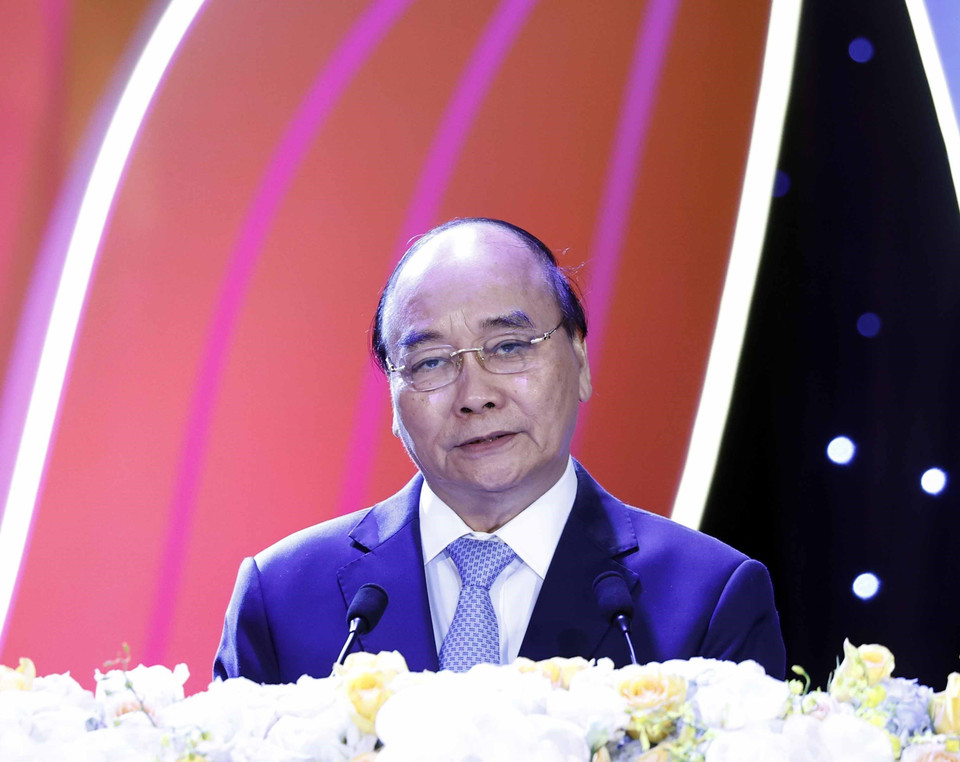 Chủ tịch nước Nguyễn Xuân Phúc phát biểu. (Ảnh: Thống Nhất/TTXVN)