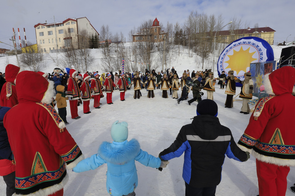 Lễ hội người chăn hươu được tổ chức thường niên tại thành phố Salekhard vào ngày thứ Bảy cuối cùng của tháng Ba. (Ảnh: Trần Hiếu/TTXVN)