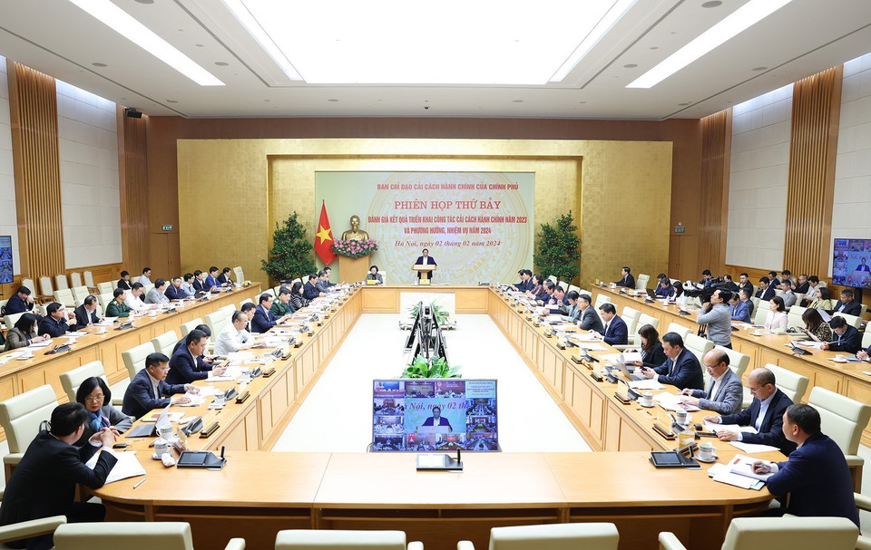 Phiên họp lần thứ 7 Ban Chỉ đạo cải cách hành chính của Chính phủ. (Ảnh: Dương Giang/TTXVN)