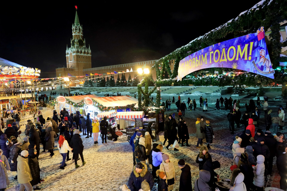 Không khí chào đón Năm mới 2022 trêm quảng trường Đỏ. (Ảnh: Trần Hiếu/TTXVN)