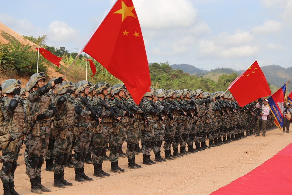 Quân đội Trung Quốc tại lễ khai mạc diễn tập quân sự Rồng Vàng 2020. (Ảnh: Nguyễn Hùng Vũ/TTXVN)