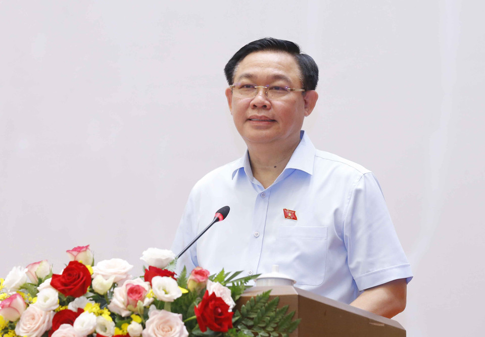 Chủ tịch Quốc hội Vương Đình Huệ phát biểu. (Ảnh: Doãn Tấn/TTXVN)