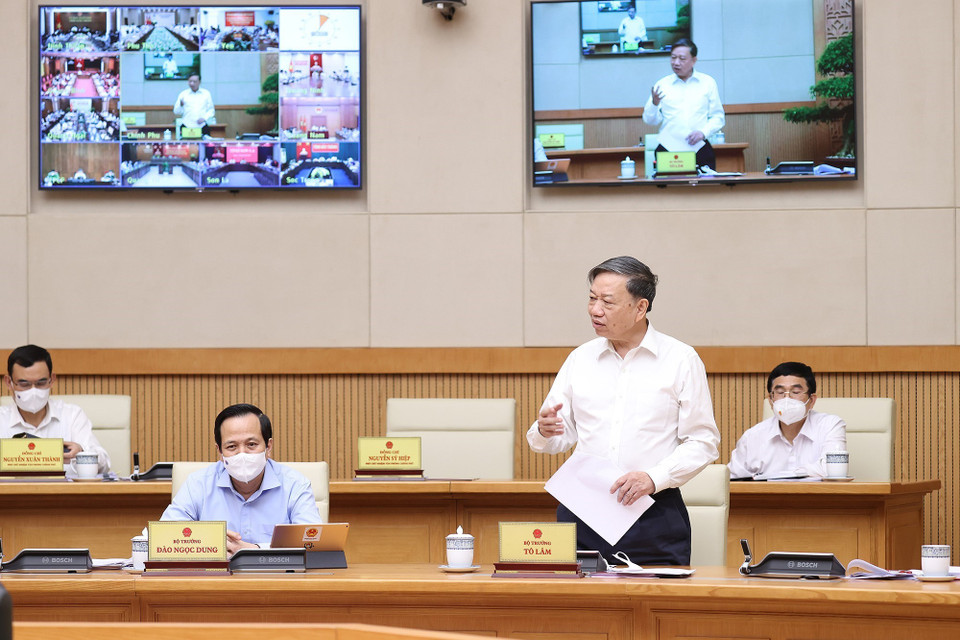 Bộ trưởng Bộ Công an Tô Lâm phát biểu. (Ảnh: Dương Giang/TTXVN)