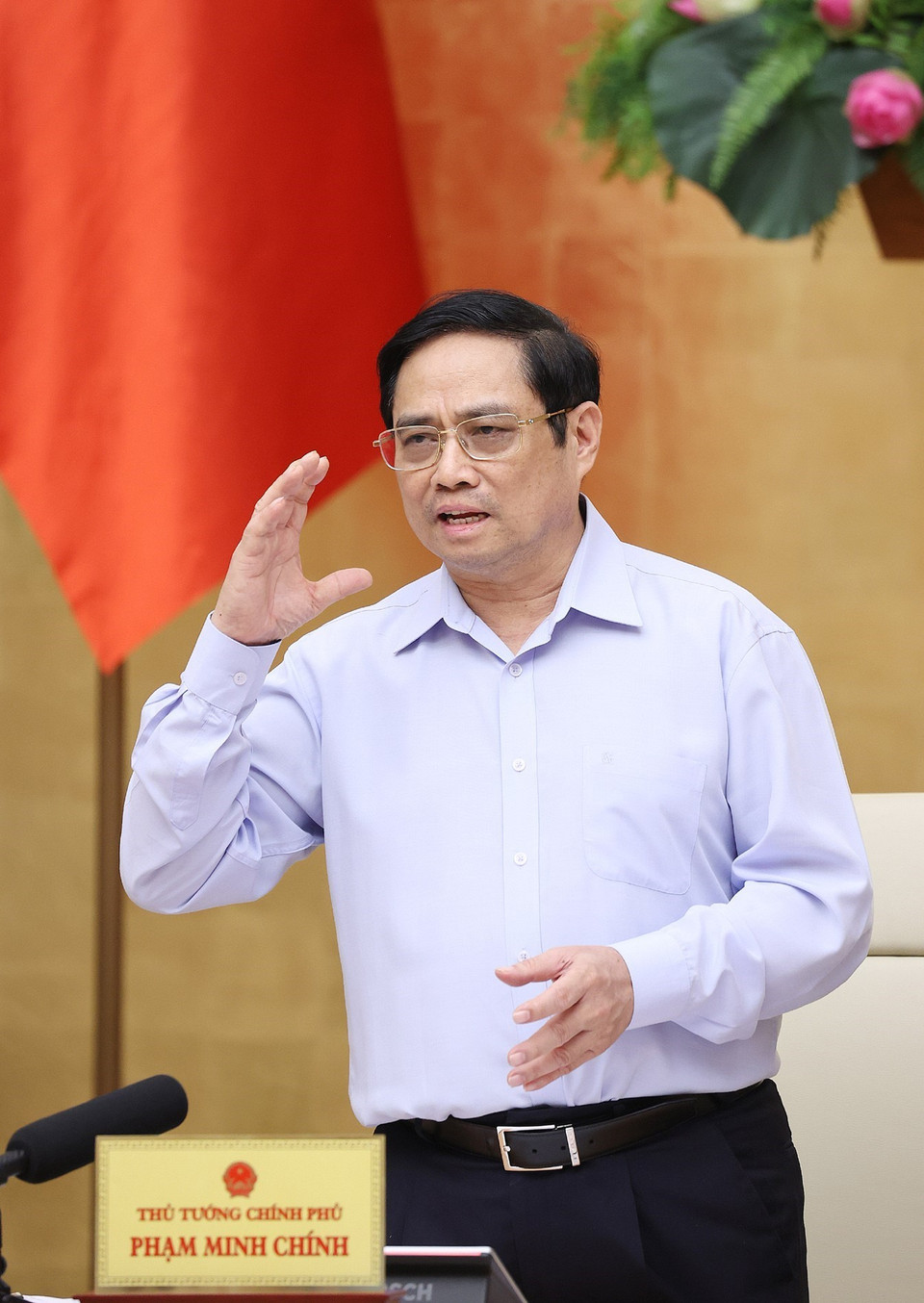 Thủ tướng Phạm Minh Chính phát biểu tại phiên họp. (Ảnh: Dương Giang/TTXVN)