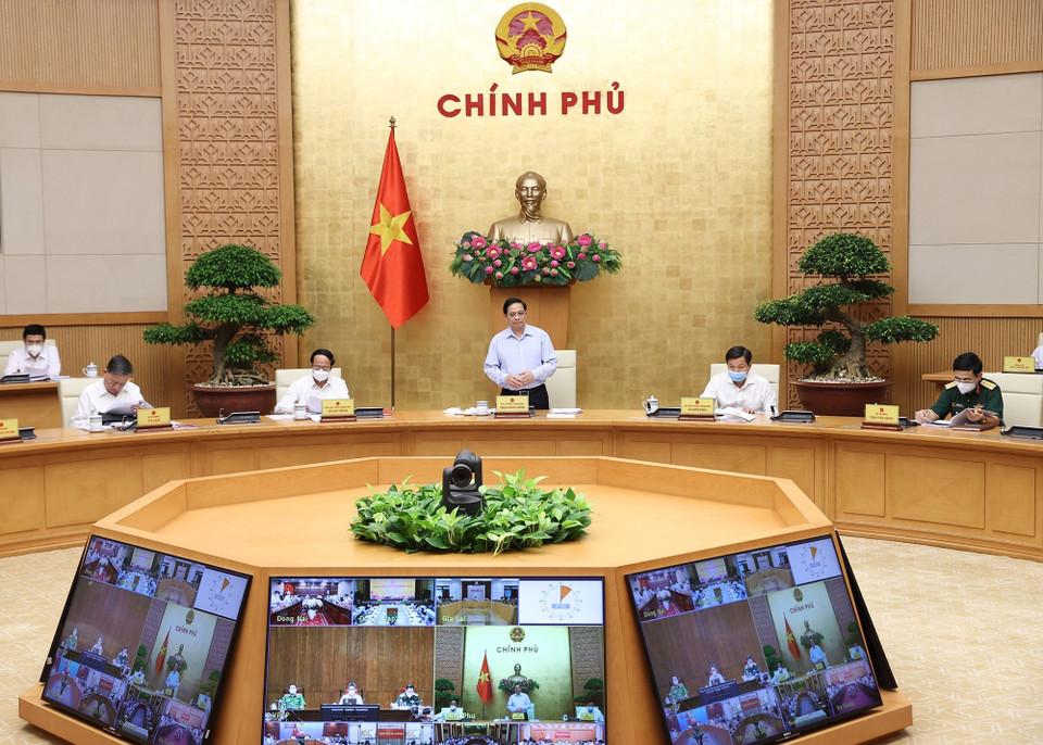 Quang cảnh Phiên họp Chính phủ Thường kỳ tháng 7 năm 2021. (Ảnh: Dương Giang/TTXVN)