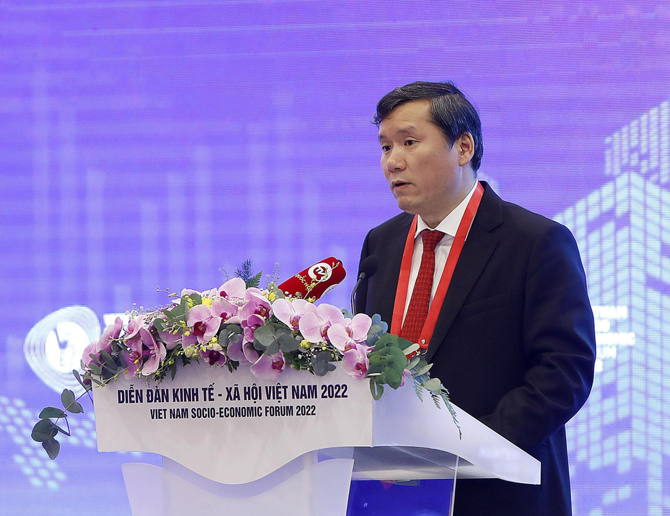 Phó Giám đốc Học viện Chính trị quốc gia Hồ Chí Minh Lê Văn Lợi phát biểu. (Ảnh: An Đăng/TTXVN)