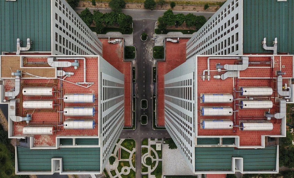 Dự án nhà ở thương mại phục vụ tái định cư tại khu X2 Đại Kim, quận Hoàng Mai với cơ sở vật chất đầy đủ đảm bảo đáp ứng tiêu chuẩn làm nơi cách ly, lập bệnh viện dã chiến. (Ảnh: Thành Đạt/TTXVN)