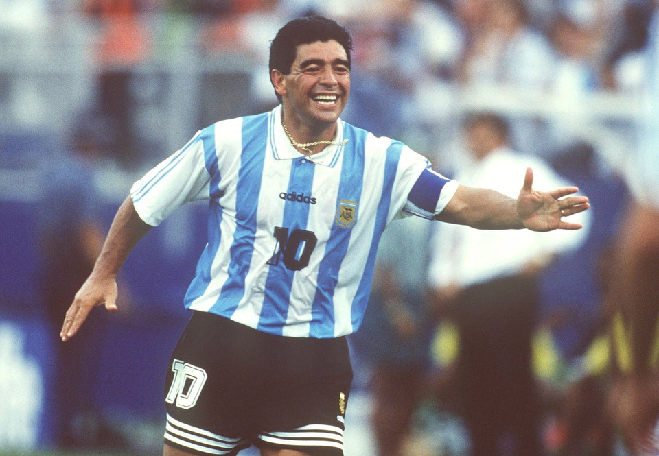 Maradona tại World Cup 1994, và đây cũng là giải đấu cuối cùng ông tham dự trong màu áo đội tuyển.