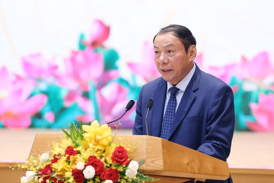 Bộ trưởng Bộ Văn hoá, Thể thao và Du lịch Nguyễn Văn Hùng phát biểu. (Ảnh: Dương Giang/TTXVN)