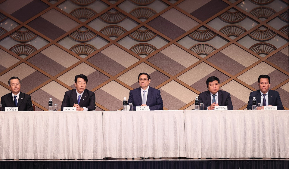 Thủ tướng Phạm Minh Chính tham dự Diễn đàn Kinh tế Việt Nam-Nhật Bản. (Ảnh: Dương Giang/TTXVN)