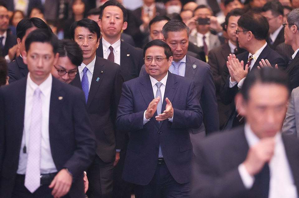 Thủ tướng Phạm Minh Chính tham dự Diễn đàn Kinh tế Việt Nam-Nhật Bản. (Ảnh: Dương Giang/TTXVN)