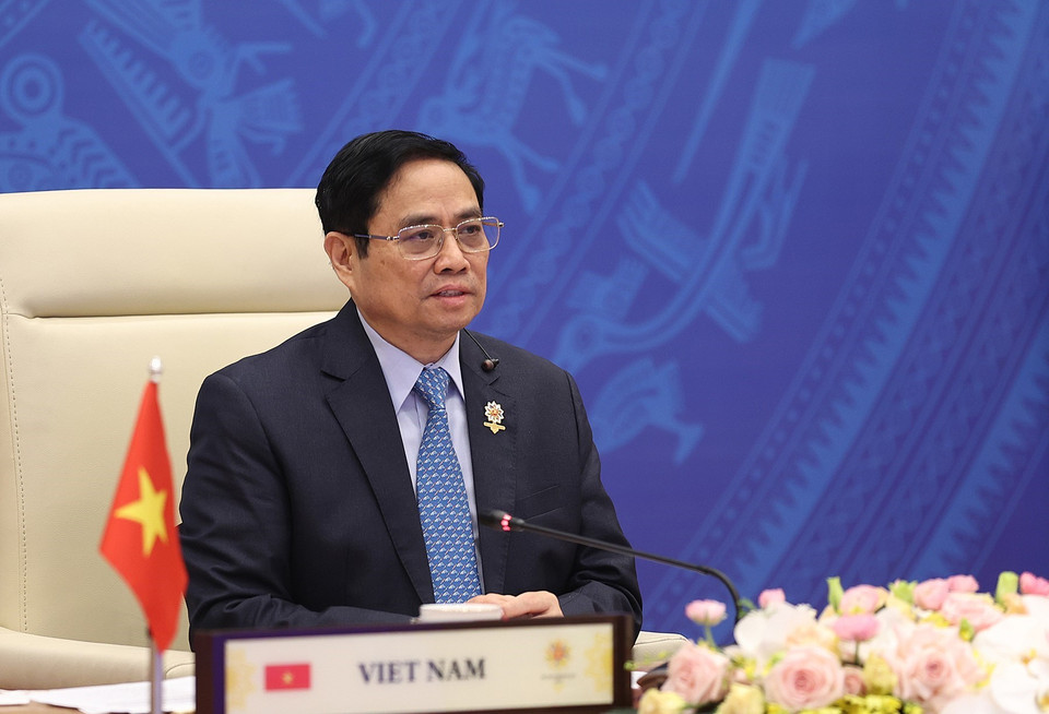 Thủ tướng Phạm Minh Chính phát biểu tại Hội nghị cấp cao ASEAN lần thứ 39. (Ảnh: Dương Giang/TTXVN)