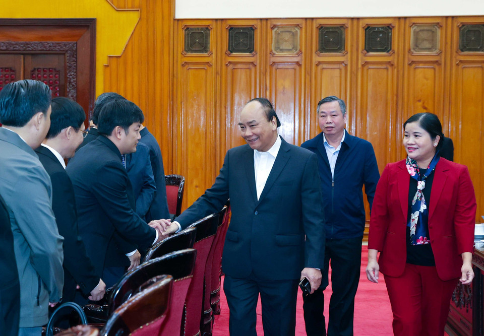 Thủ tướng Nguyễn Xuân Phúc với cán bộ chủ chốt tỉnh Bình Phước. (Ảnh: Thống Nhất/TTXVN)