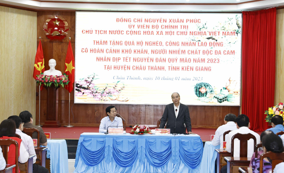 Chủ tịch nước Nguyễn Xuân Phúc phát biểu. (Ảnh: Thống Nhất/TTXVN)