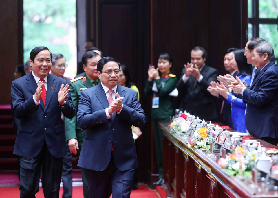 Sáng 16/11/2023, tại Hà Nội, Thủ tướng Phạm Minh Chính dự và phát biểu chỉ đạo Hội nghị Toàn quốc Biểu dương Người Cao tuổi Tiêu biểu Làm Kinh tế Giỏi lần thứ 4 do Hội Người Cao tuổi Việt Nam tổ chức. (Ảnh: An Đăng/TTXVN)