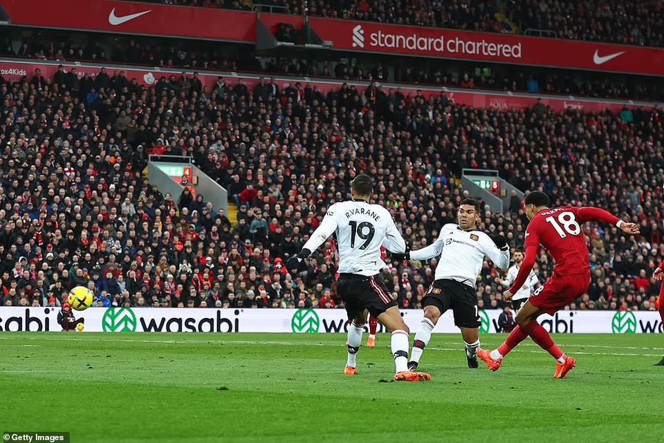 Cody Gakpo là người mở đầu cho The Kop với bàn thắng phã vỡ thế cân bằng ở phút 43. (Nguồn: Getty Images)