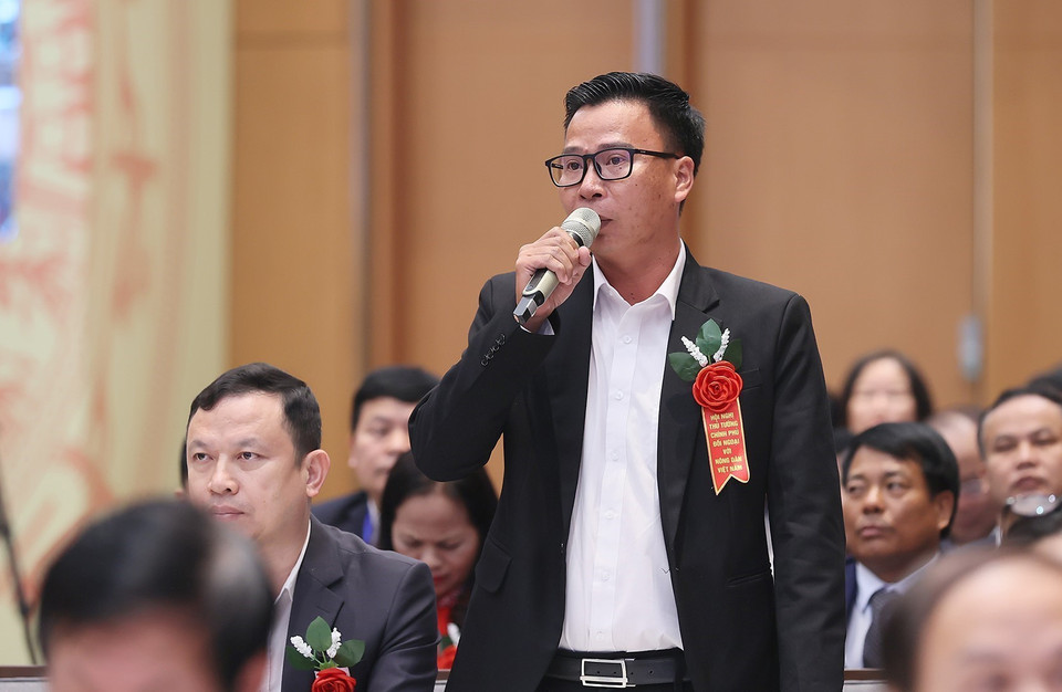 Đại diện nông dân phát biểu. (Ảnh: Dương Giang/TTXVN)