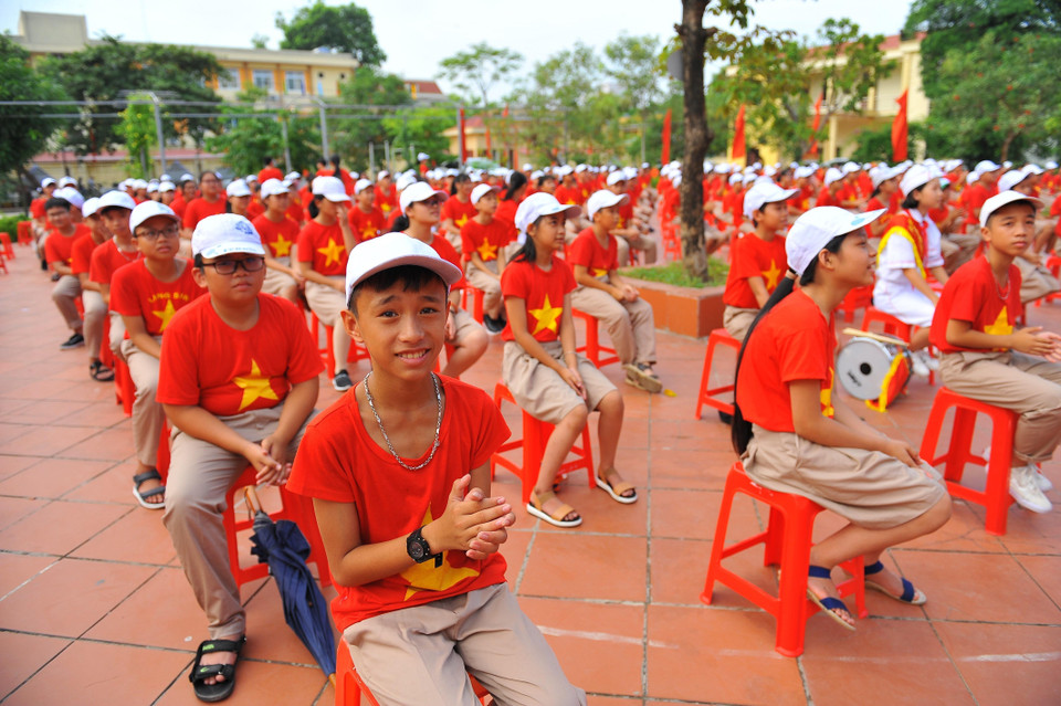 Đánh trống khai giảng năm học mới 2019-2020 tại trường THPT Phan Châu Trinh (Đà Nẵng). (Ảnh: Trần Lê Lâm/TTXVN)