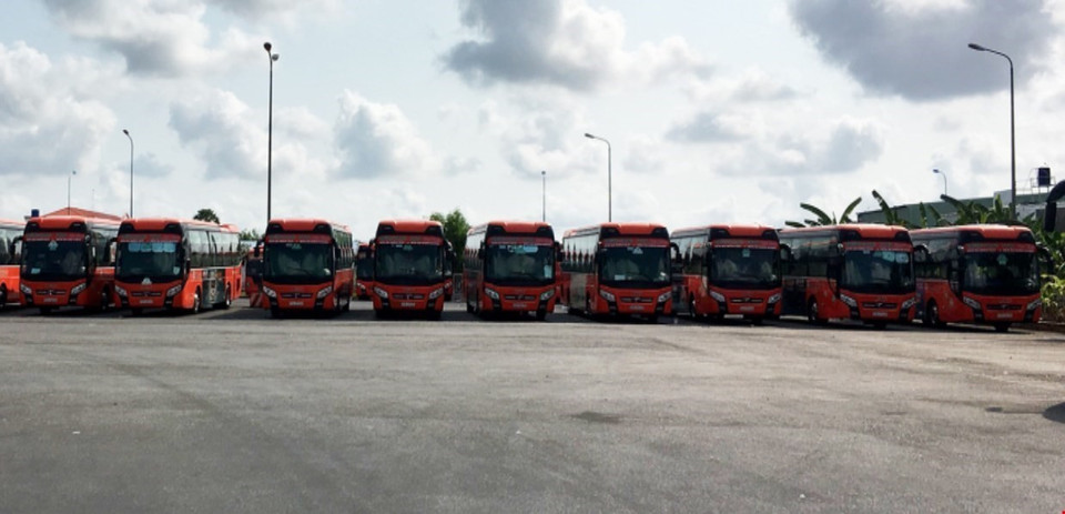 Xe khách chạy các tuyến liên tỉnh từ Kiên Giang ngừng hoạt động. (Ảnh: Hồng Đạt/TTXVN)