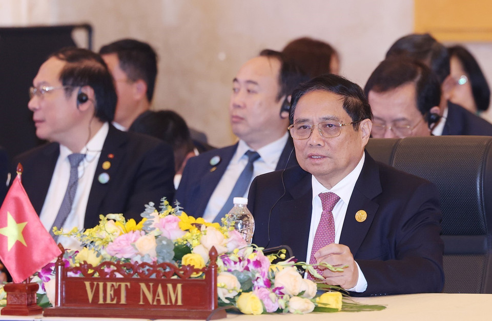 Thủ tướng Phạm Minh Chính phát biểu tại Hội nghị CLMV lần thứ 11. (Ảnh: Dương Giang/TTXVN)