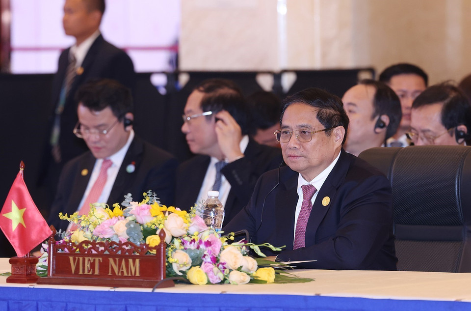 Thủ tướng Phạm Minh Chính phát biểu tại Hội nghị CLMV lần thứ 11. (Ảnh: Dương Giang/TTXVN)