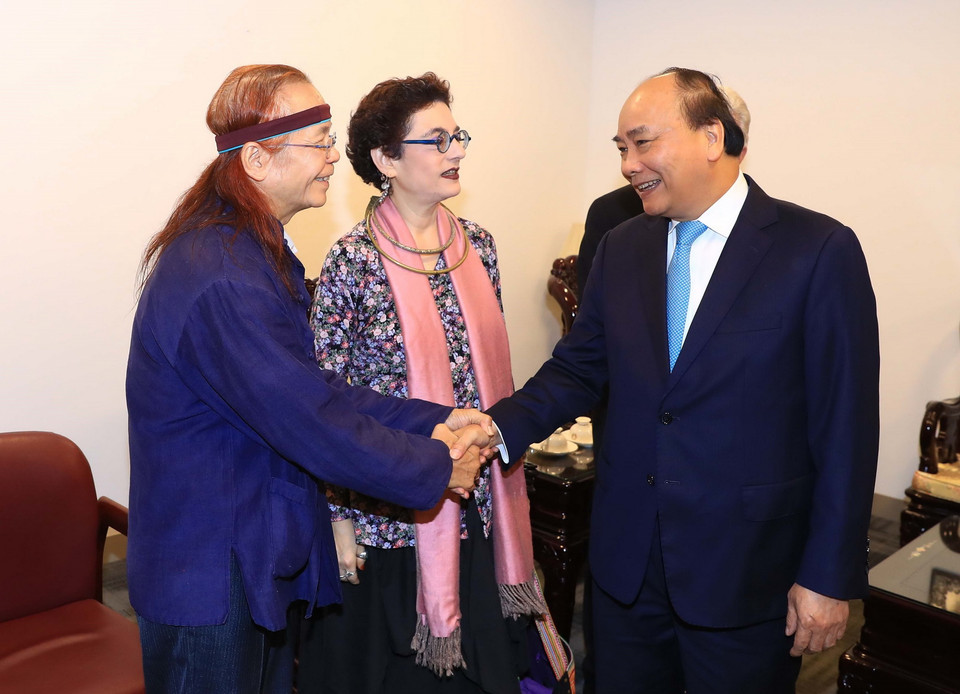 Thủ tướng Nguyễn Xuân Phúc gặp gỡ bạn bè Hoa Kỳ và đại diện cộng đồng người Việt Nam tại New York. (Ảnh: Thống Nhất/TTXVN)