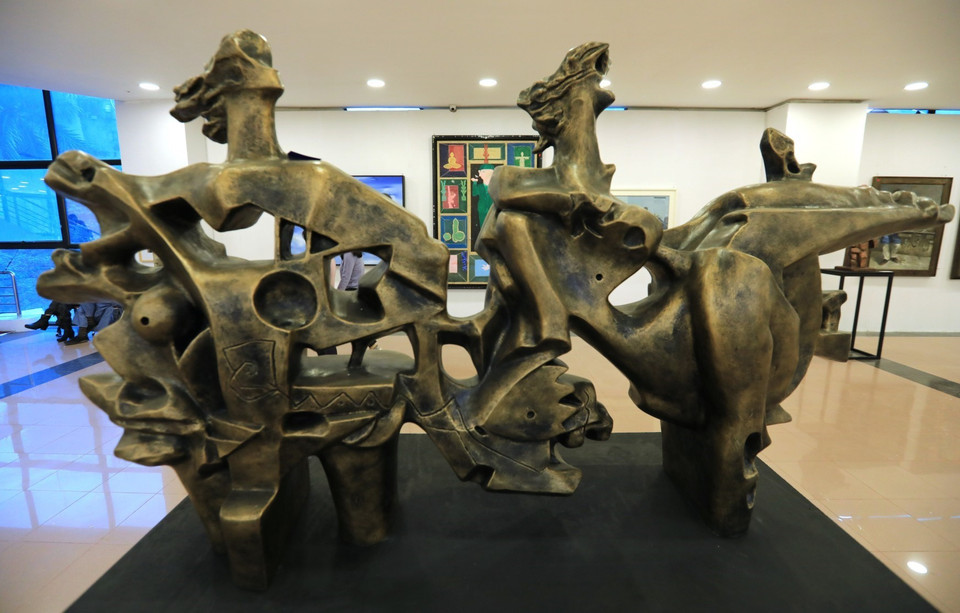 Một tác phẩm trưng bày tại triển lãm. (Ảnh: Thành Đạt/TTXVN)