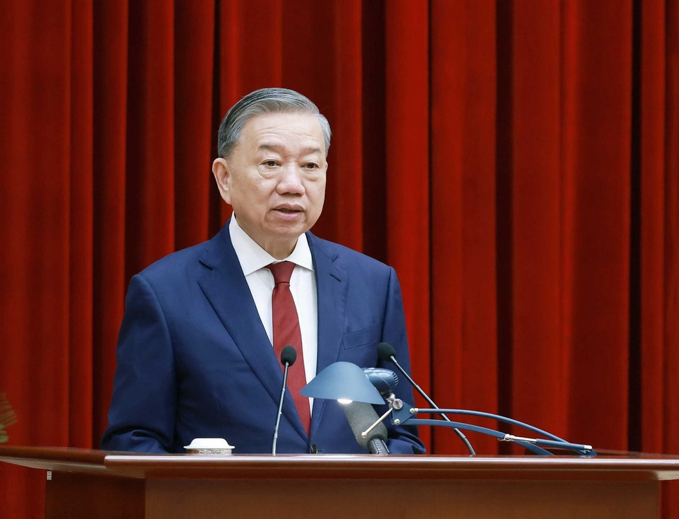 Tổng Bí thư Tô Lâm phát biểu khai mạc. (Ảnh: Thống Nhất/TTXVN)