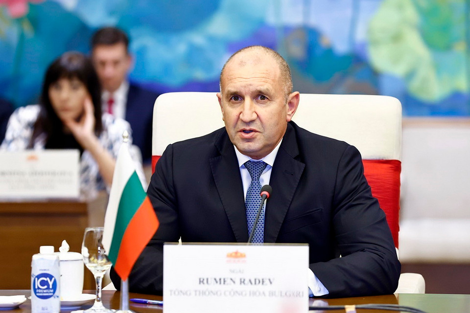 Tổng thống Cộng hoà Bulgaria Rumen Radev phát biểu. (Ảnh: Doãn Tấn/TTXVN)
