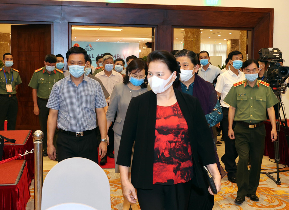 Chủ tịch Quốc hội Nguyễn Thị Kim Ngân tổng duyệt Đại hội đồng AIPA 41. (Ảnh: Trọng Đức/TTXVN)